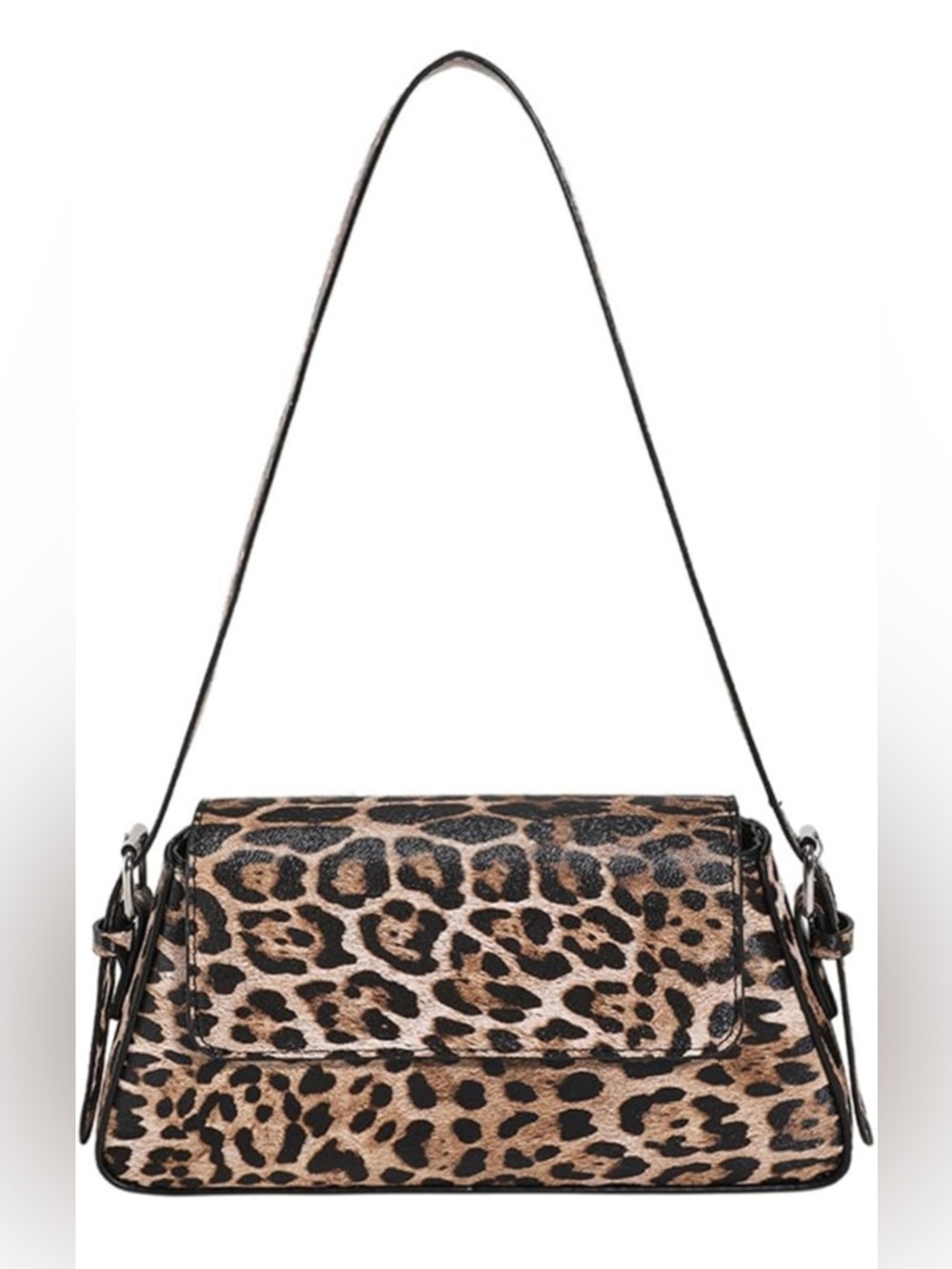 Leopard Print Shoulder Bag - Brown
